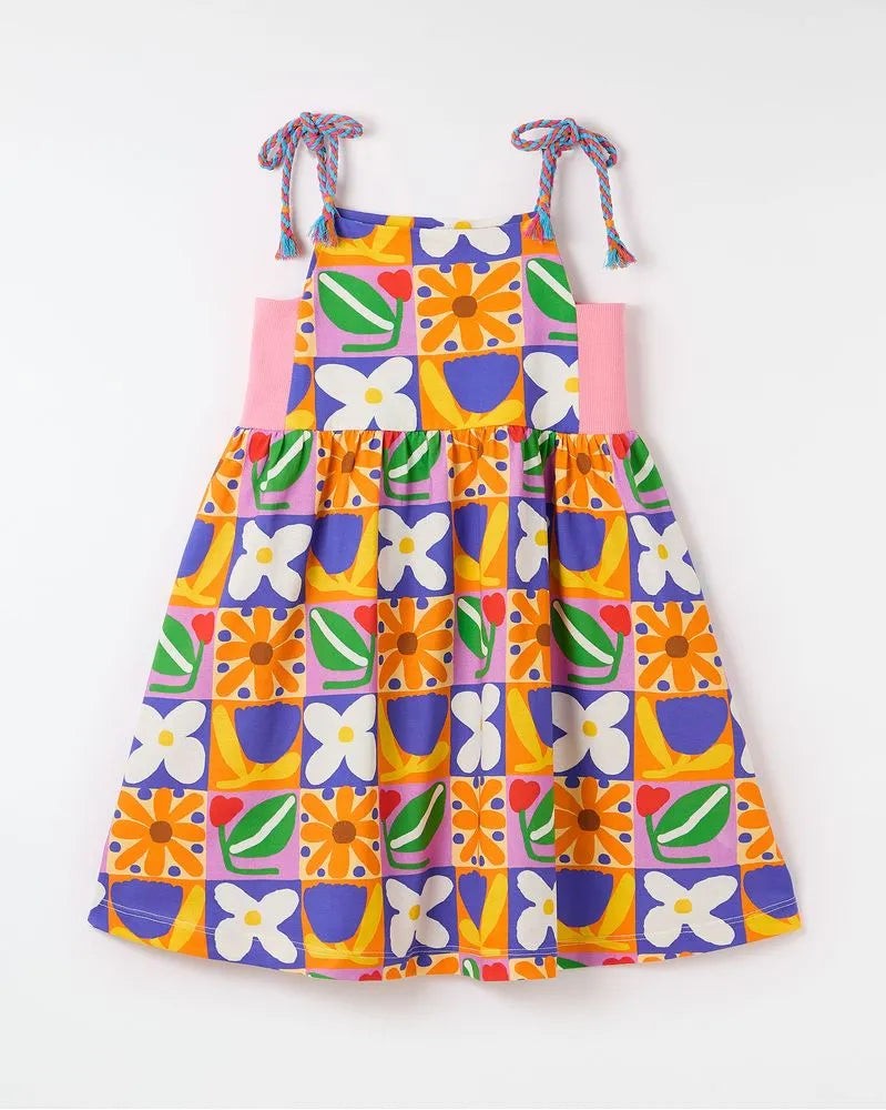 VESTIDO FEM MALHA MULTIFLOR FABULA COLORIDO