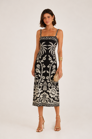 VESTIDO FEM MIDI GUANACASTE FARM PRETO
