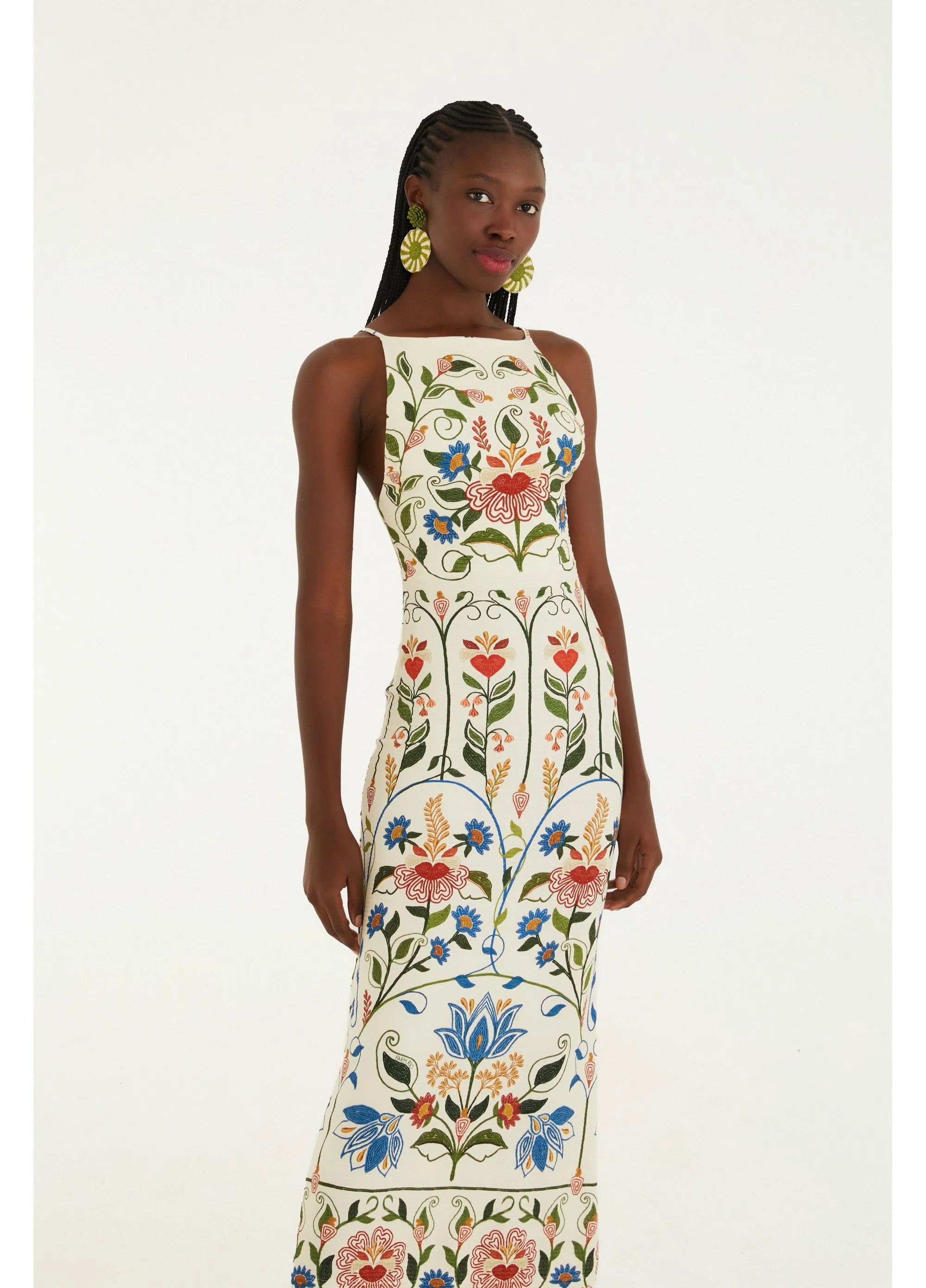 VESTIDO FEM ALCA JARDIM BELEZA FARM BEGE