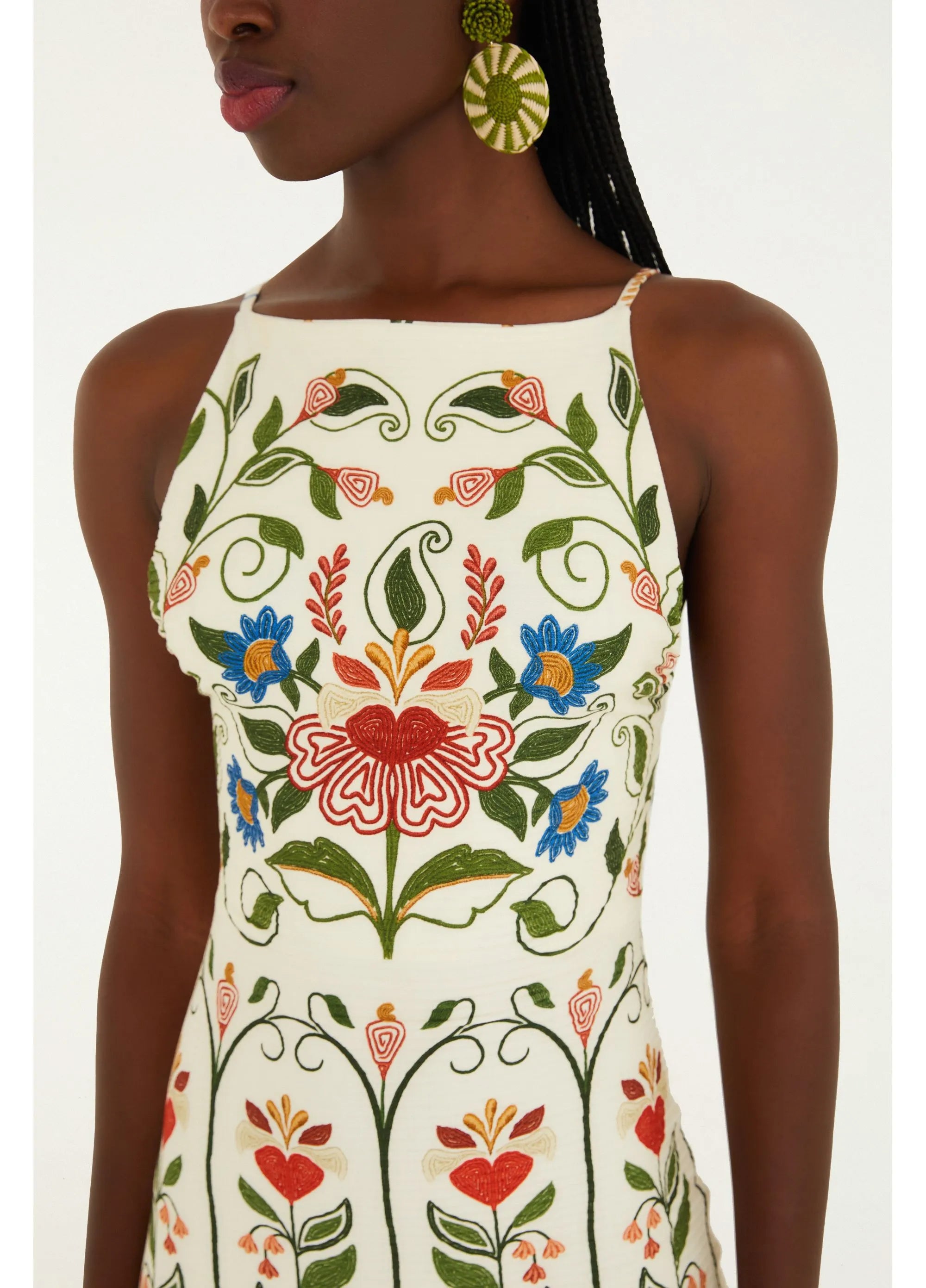 VESTIDO FEM ALCA JARDIM BELEZA FARM BEGE
