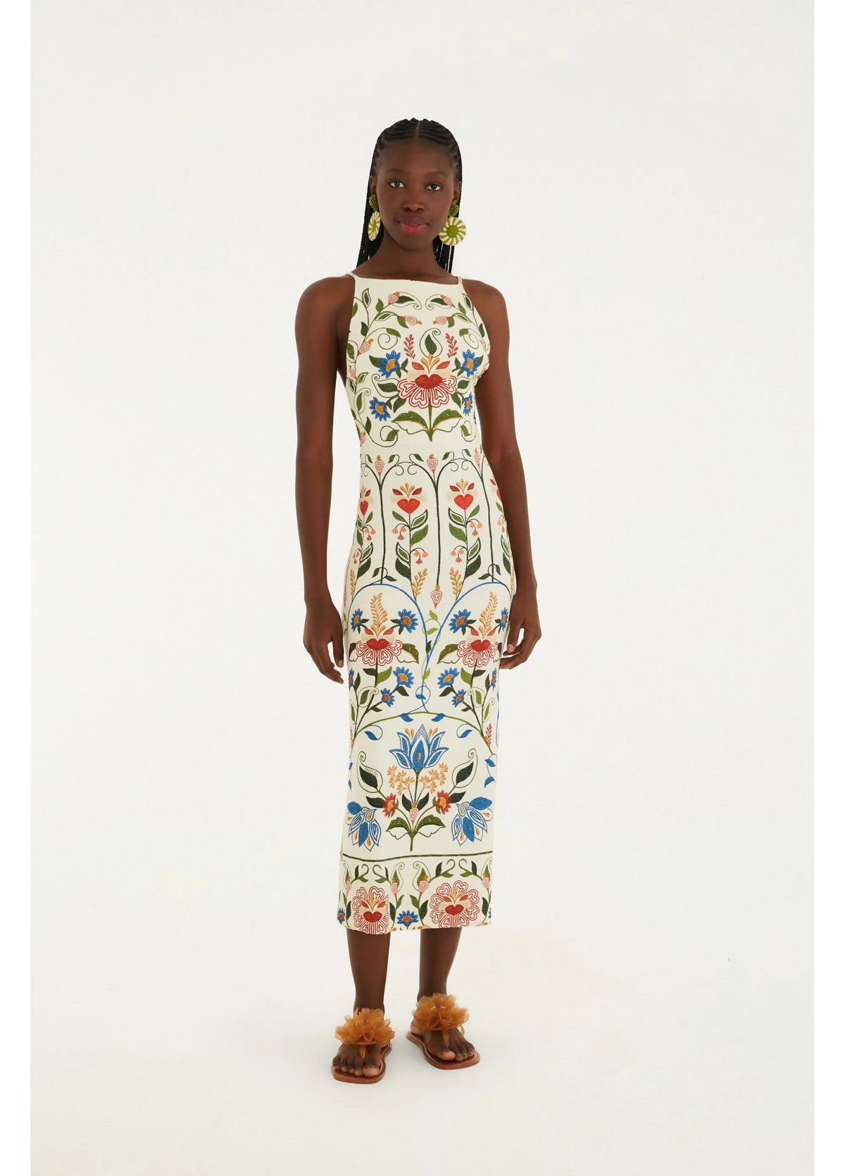VESTIDO FEM ALCA JARDIM BELEZA FARM BEGE