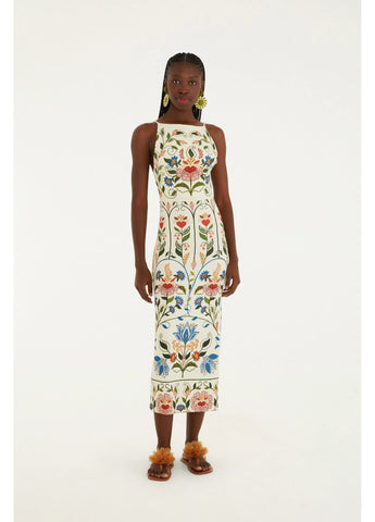 VESTIDO FEM ALCA JARDIM BELEZA FARM BEGE