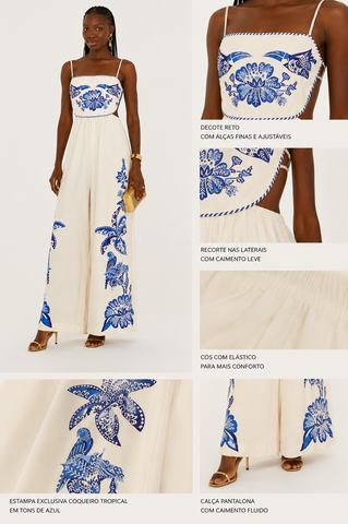 MACACAO PANTALONA COQUEIRO TROPICAL FARM OFF WHITE
