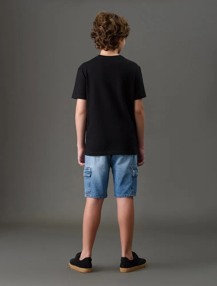 CAMISETA CKJ KIDS MAS LOGO CALVIN JEANS PRETO