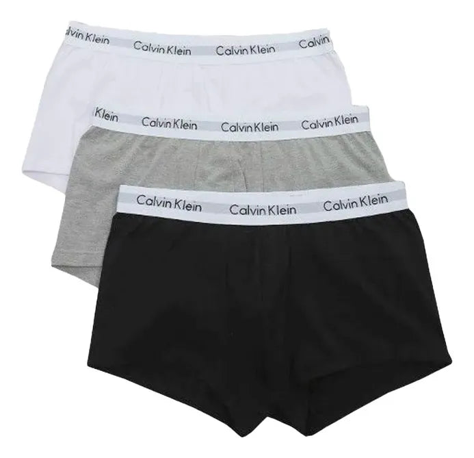 KIT 03 CUECAS CKJ LOW RISE TRUNK S COST PRETO/BRANCO/MESCLA