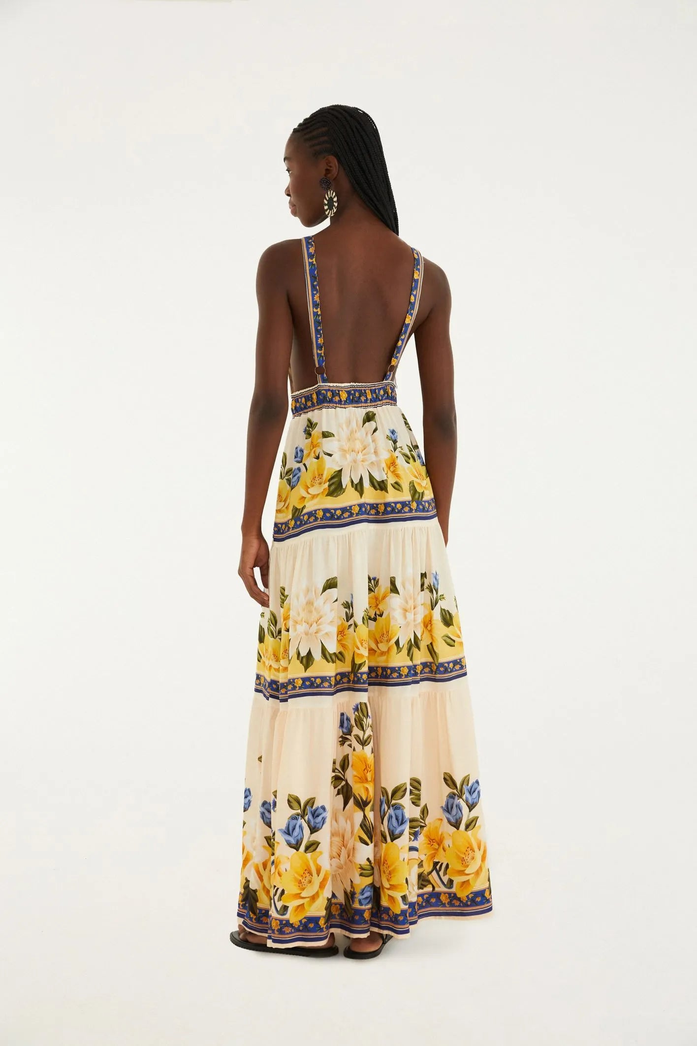 VESTIDO LONGO FLOR DO RIO FARM BEGE