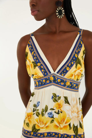 VESTIDO LONGO FLOR DO RIO FARM BEGE