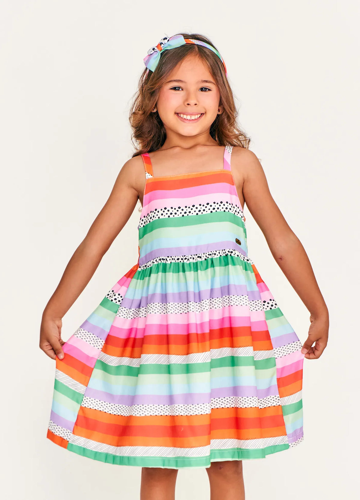 VESTIDO FEM GEOCATS ALPHABETO ROSA/VERDE