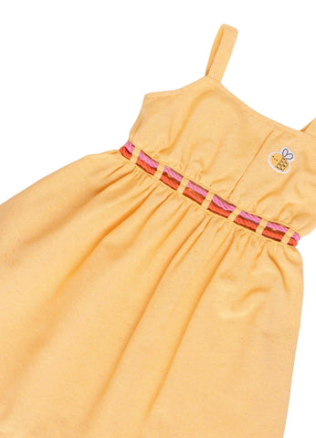 VESTIDO FEM ABELHINHAS ALPHABETO AMARELO