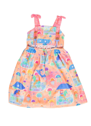 VESTIDO FEM CASA DE SEREIA ALPHABETO LARANJA