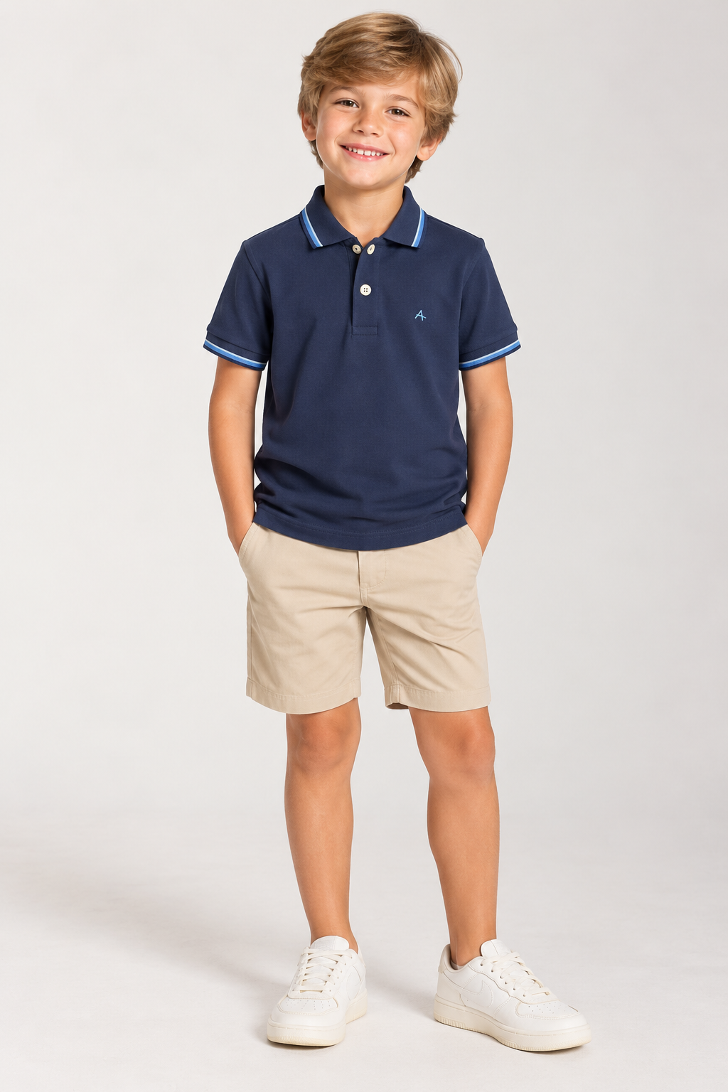 POLO MAS MC ARAMIS INF BASICA 4 FRISOS NAVY/NAVY