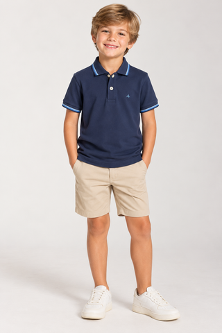 POLO MAS MC ARAMIS INF BASICA 4 FRISOS NAVY/NAVY