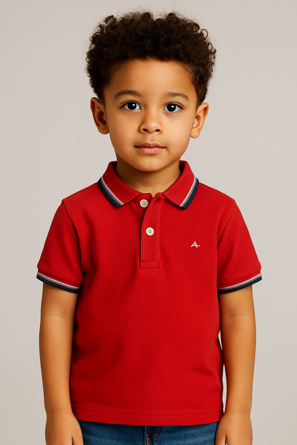 POLO MAS MC ARAMIS INF BASICA 4 FRISOS VERMELHO/GRAFITE