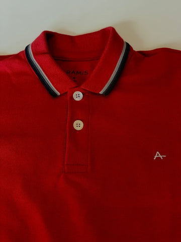 POLO MAS MC ARAMIS INF BASICA 4 FRISOS VERMELHO/GRAFITE