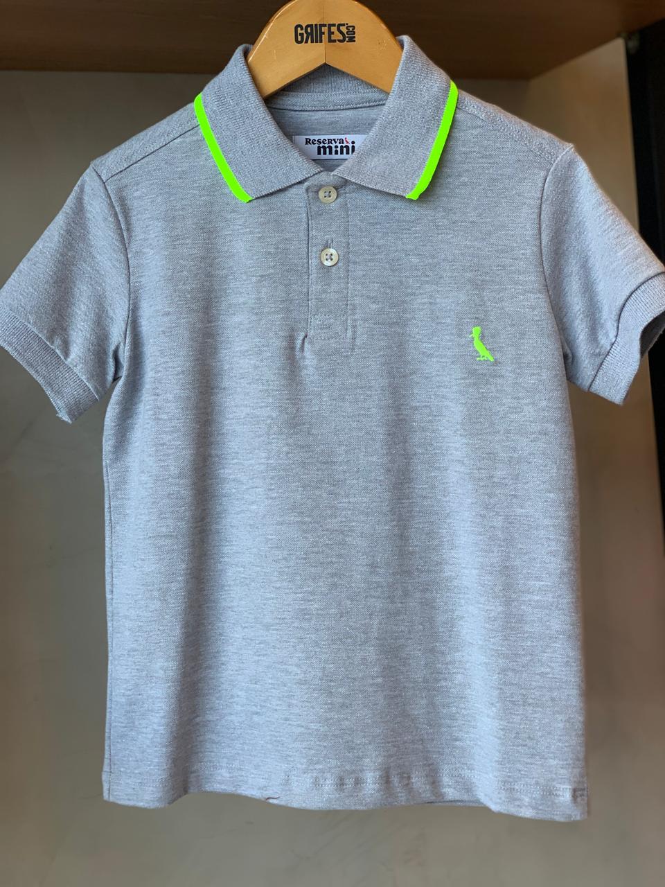 POLO RESERVA MINI MAS FRISO NEON CINZA MESCLA