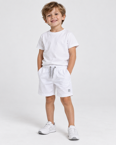 SHORT TACTEL MASC KIDS LISO BRANCO/CINZA