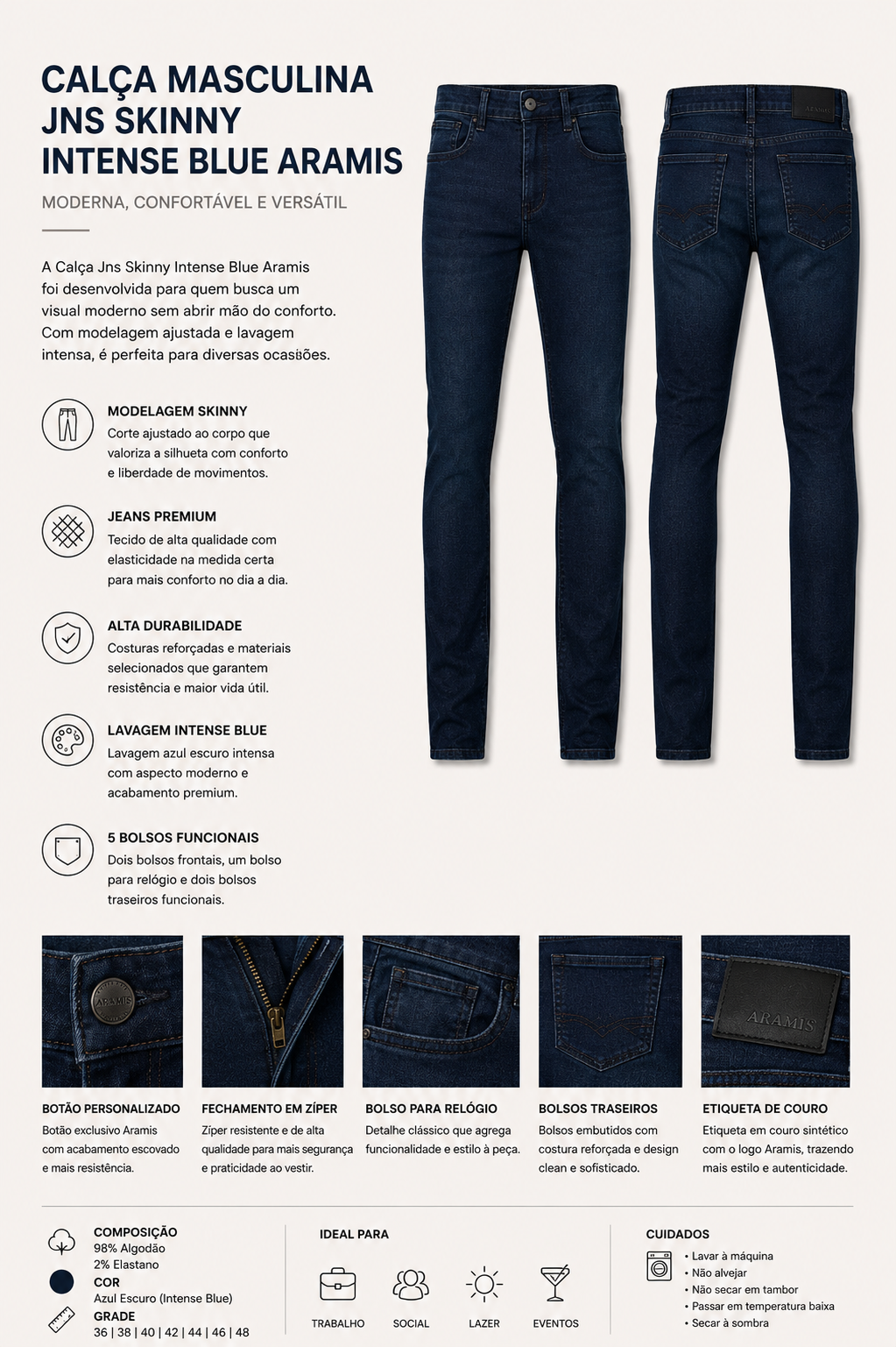CALCA MAS JNS SKINNY INTENSE BLUE ARAMIS AZUL ESCURO
