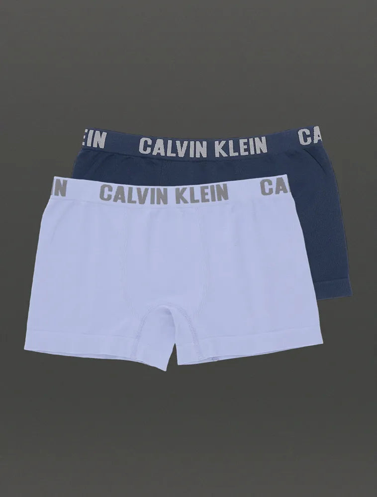 KIT 02 CUECAS CKJ KIDS TRUNK S COSTURA MARINHO/AZUL CLARO