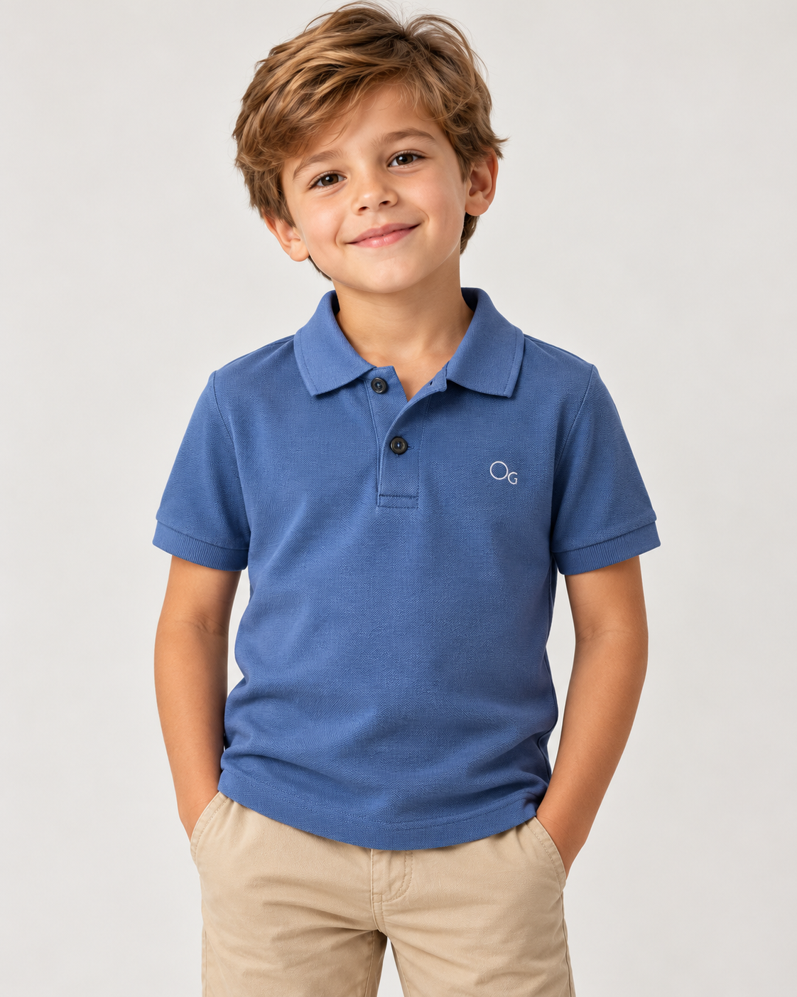 POLO OGOCHI INF MC SLIM ESSENCIAL AZUL MEDIO 4042