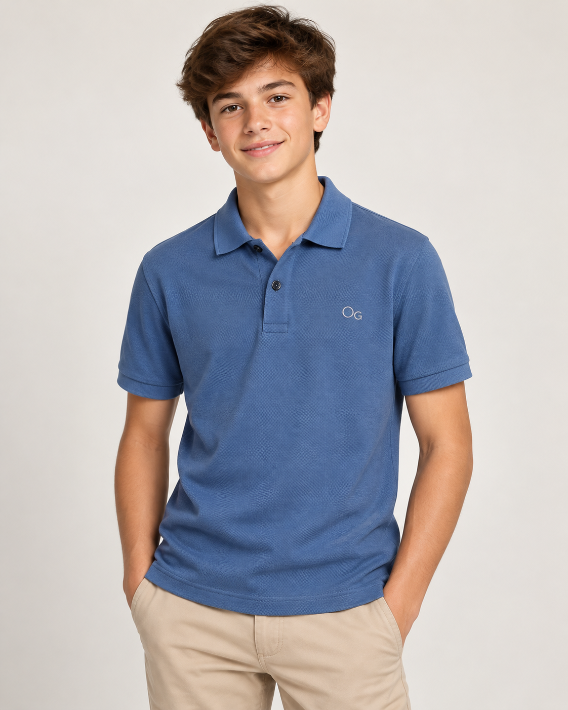 POLO OGOCHI INF MC SLIM ESSENCIAL AZUL MEDIO 4042