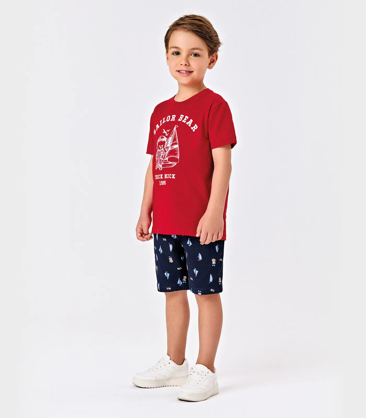 CONJ MAS CAM EST SAILOR BEAR E BER MLT VERMELHO