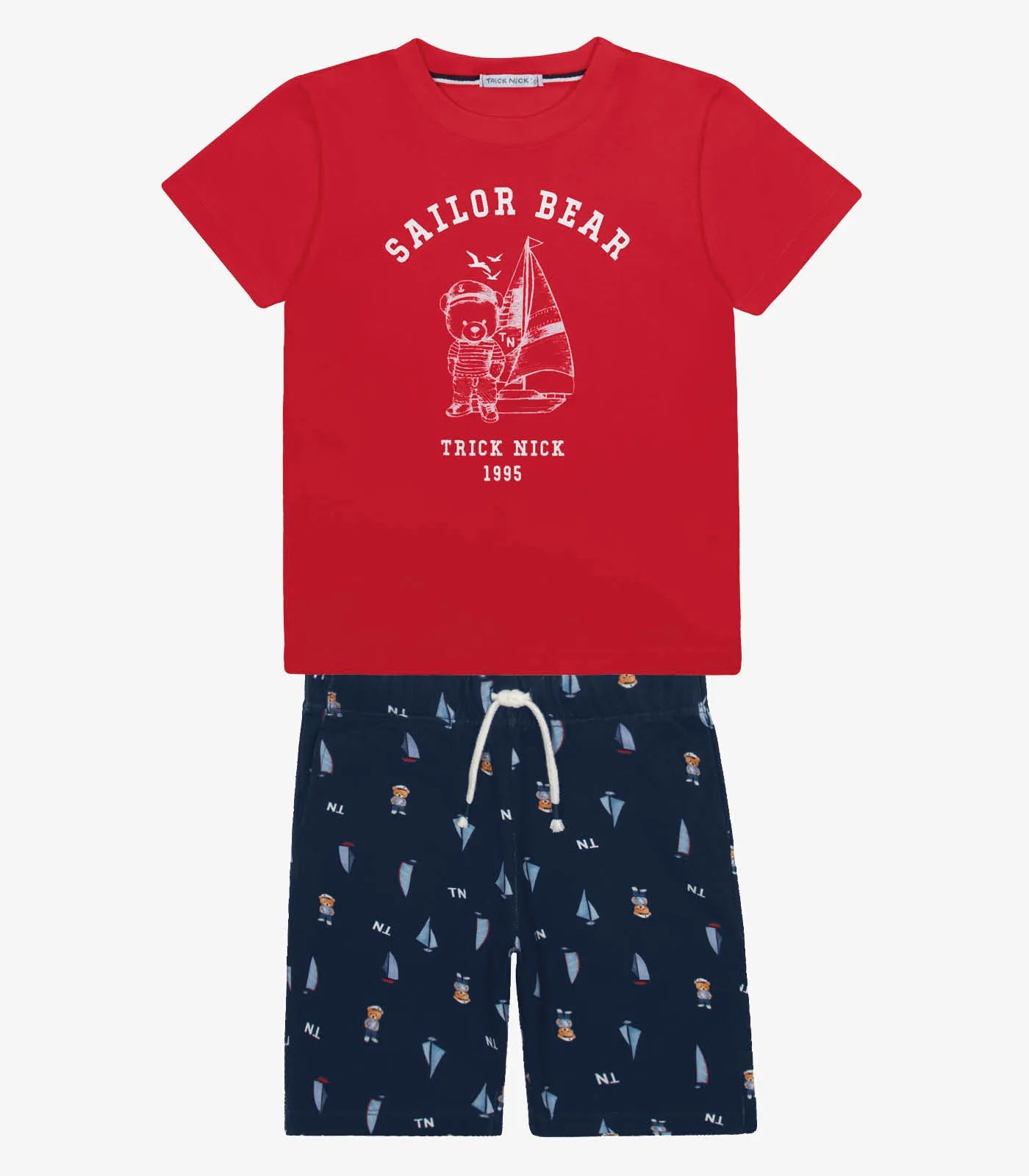 CONJ MAS CAM EST SAILOR BEAR E BER MLT VERMELHO