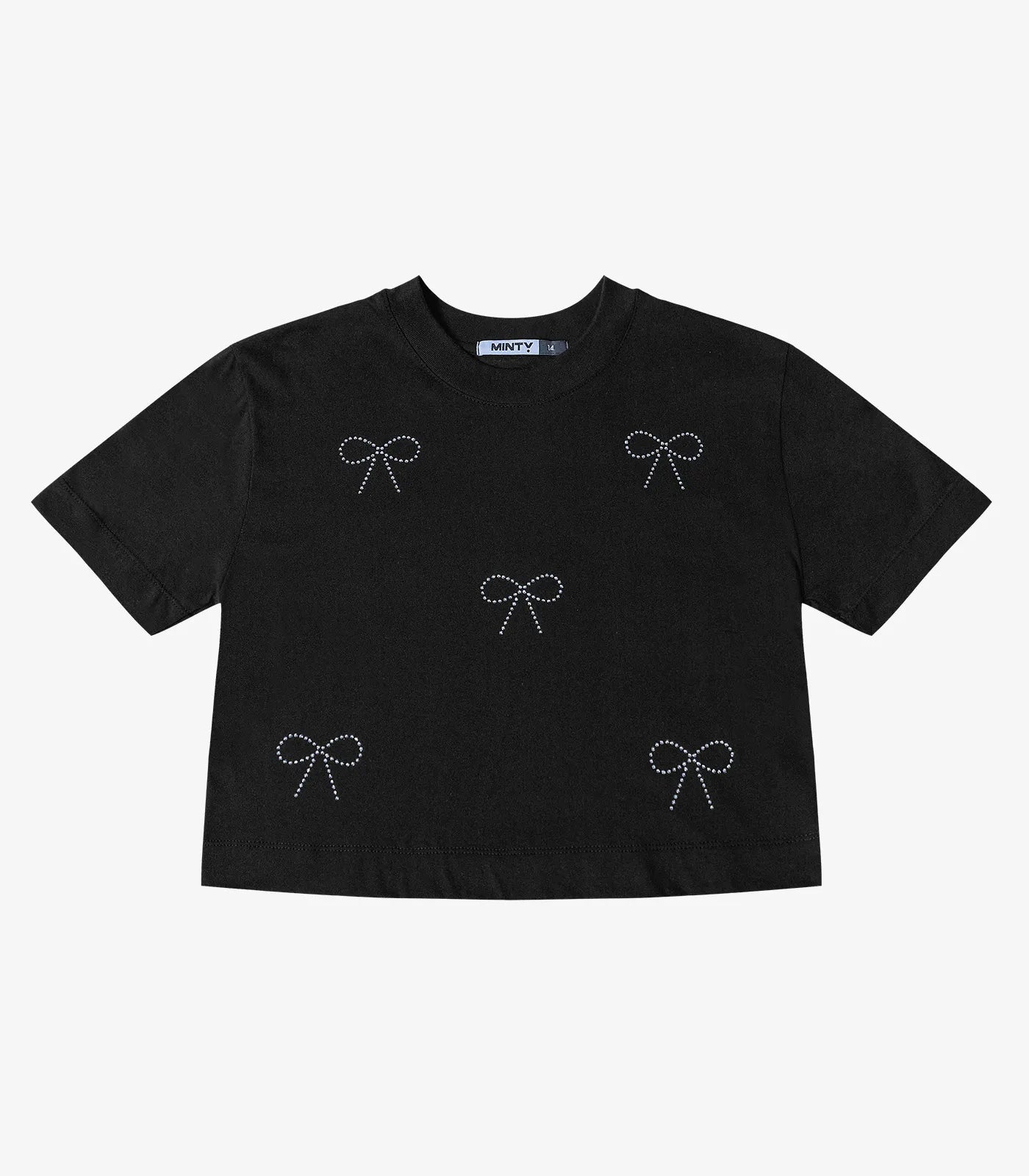 BLUSA CROPPED FEM JUV DET LACOS STRASS PRETO