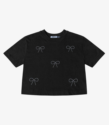BLUSA CROPPED FEM JUV DET LACOS STRASS PRETO