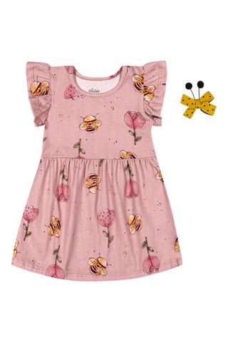 VESTIDO MALHA EST ABELHA C LACO CABELO ROSE