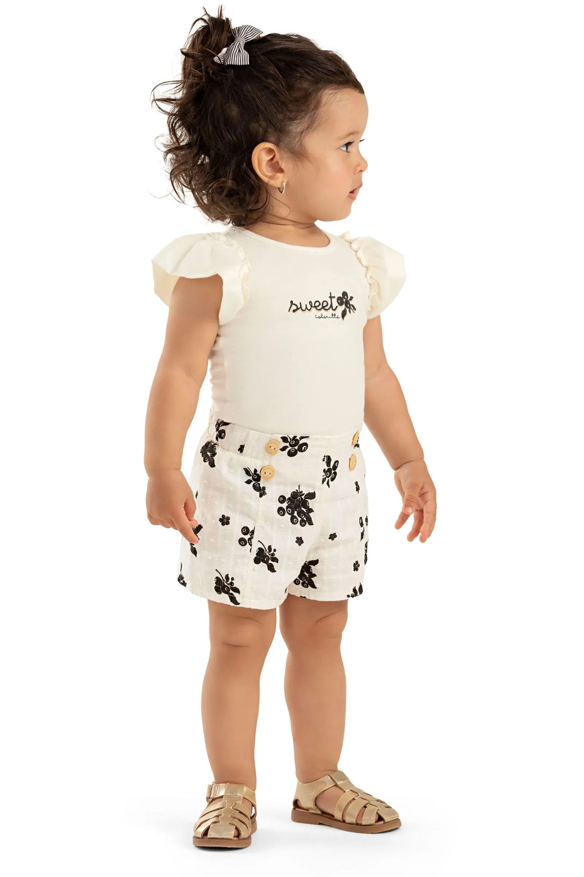 CONJ FEM BL SWEET FIO LUREX E SHORT TRAB OFF WHITE