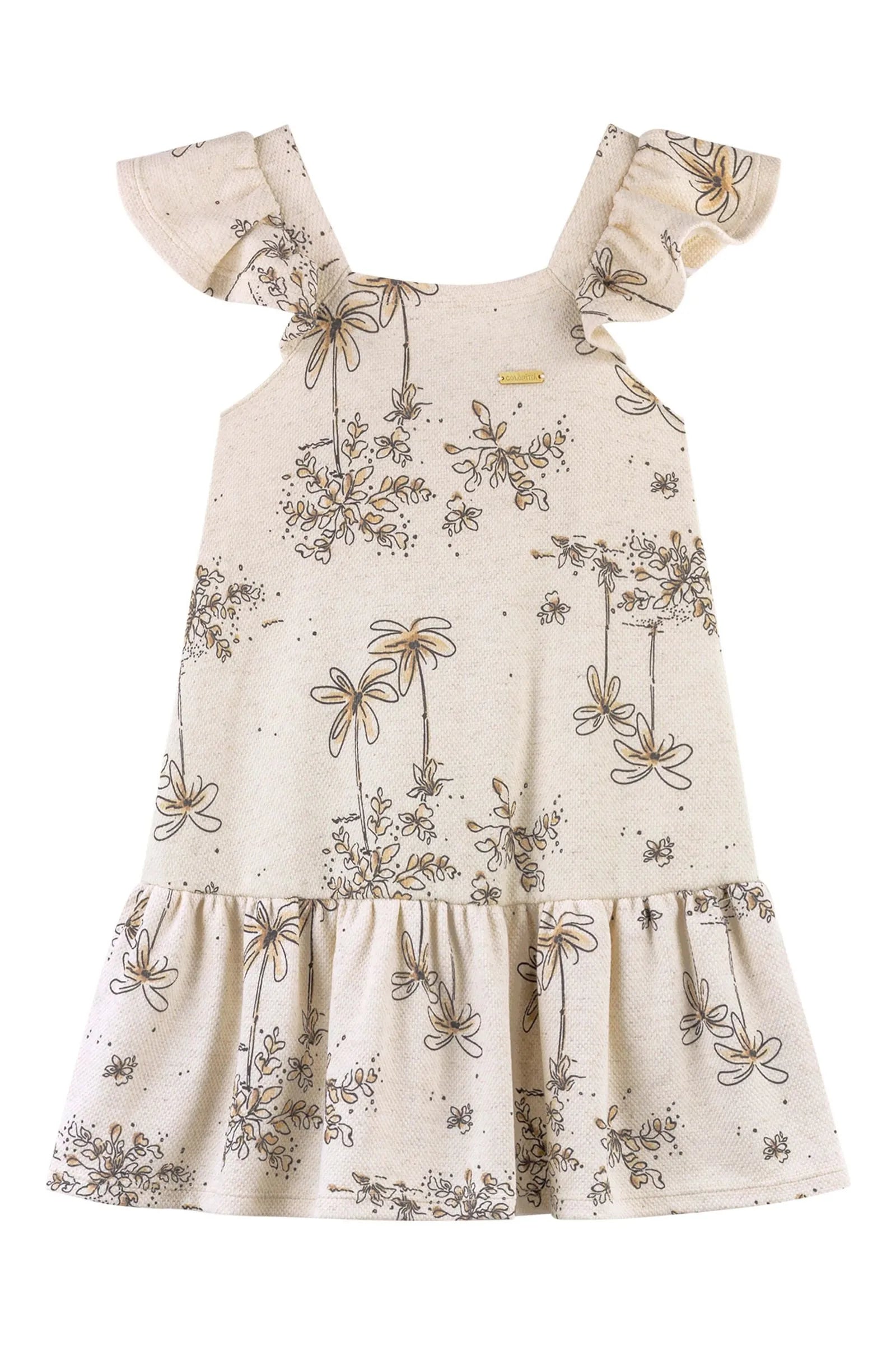 VESTIDO EM DUPLA FACE LINHO EST FLORES OFF WHITE