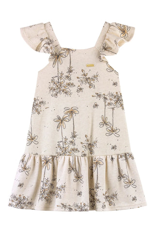 VESTIDO EM DUPLA FACE LINHO EST FLORES OFF WHITE