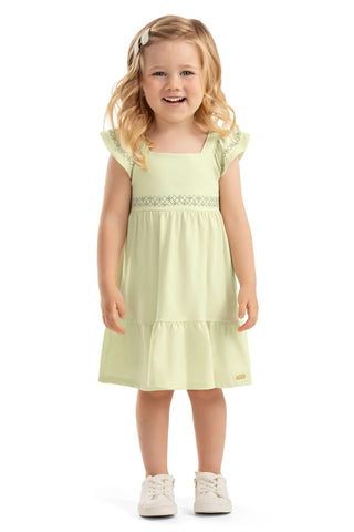 VESTIDO COTTON LEVE BORDADO BUSTO E ALCA VERDE CLARO