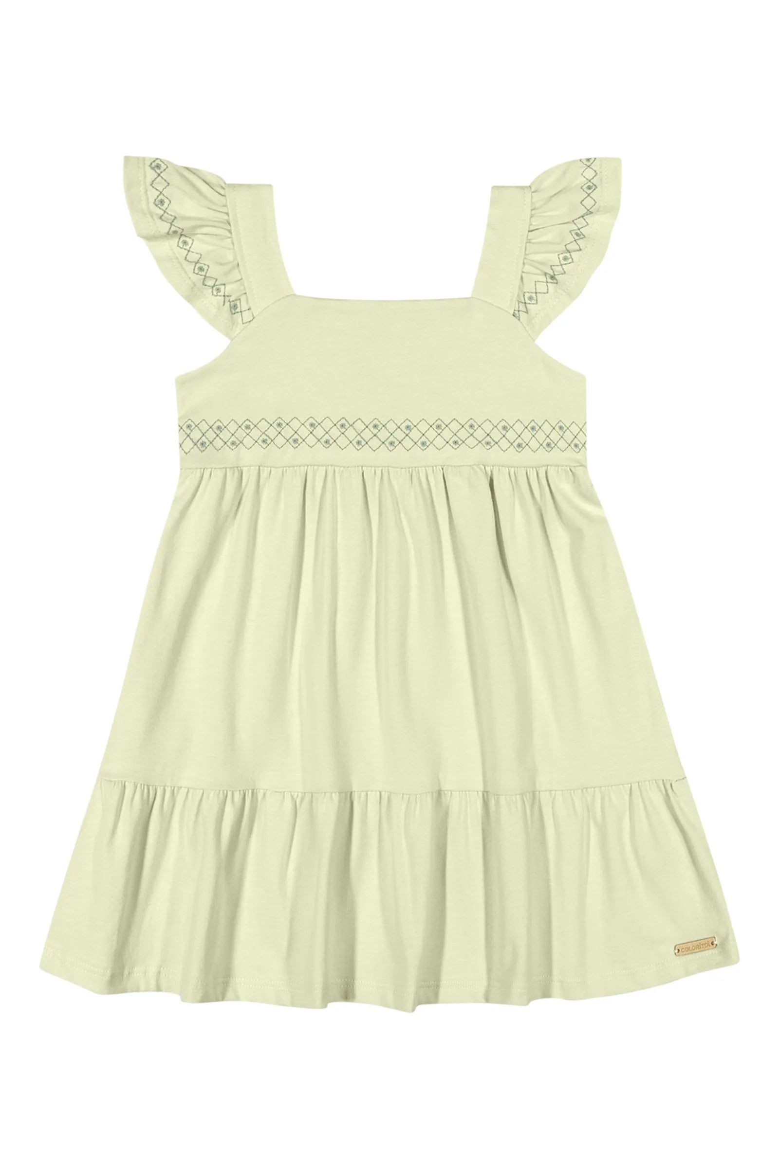 VESTIDO COTTON LEVE BORDADO BUSTO E ALCA VERDE CLARO