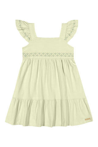 VESTIDO COTTON LEVE BORDADO BUSTO E ALCA VERDE CLARO