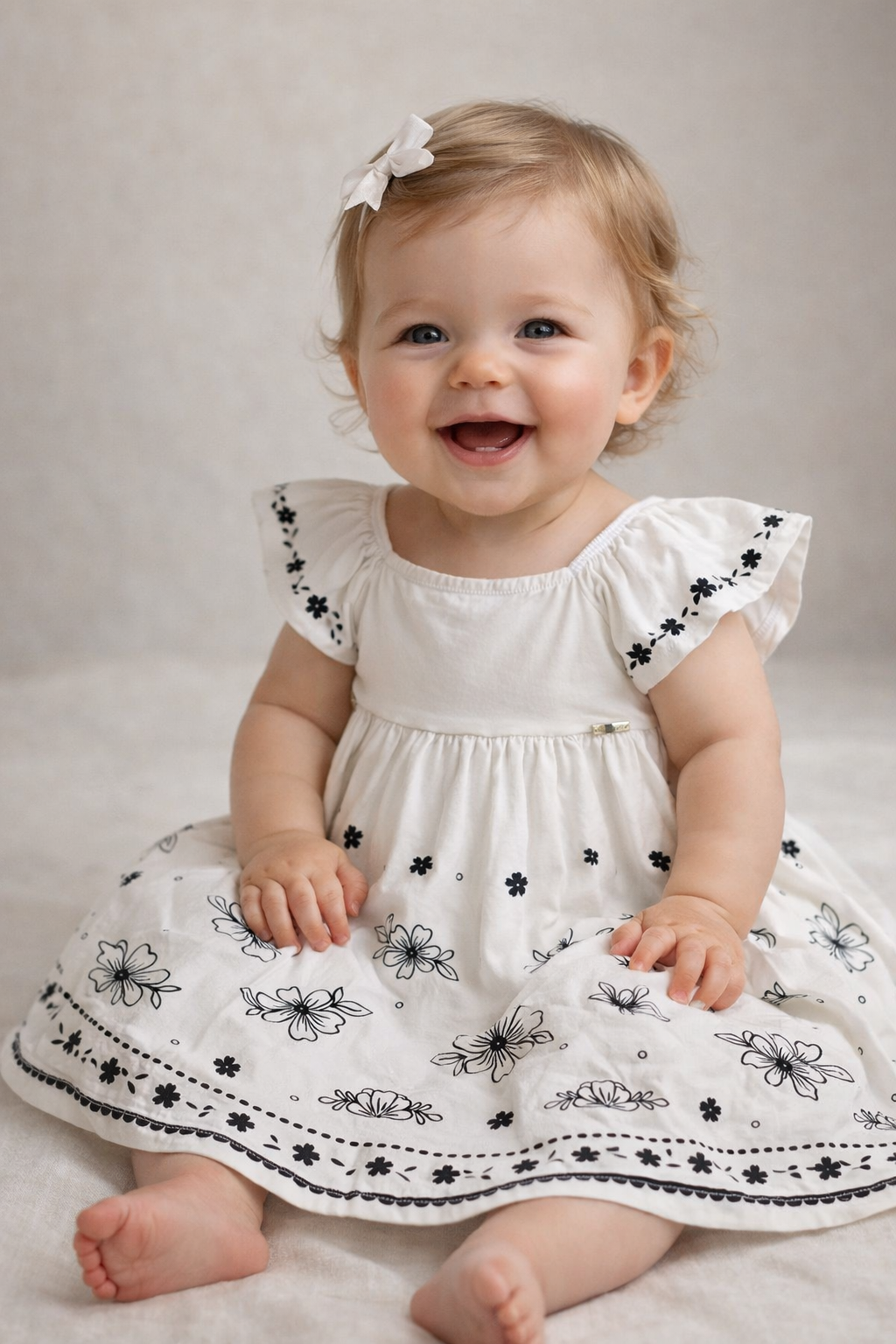 VESTIDO COTTON MC BAB DET E EST FLORES OFF WHITE