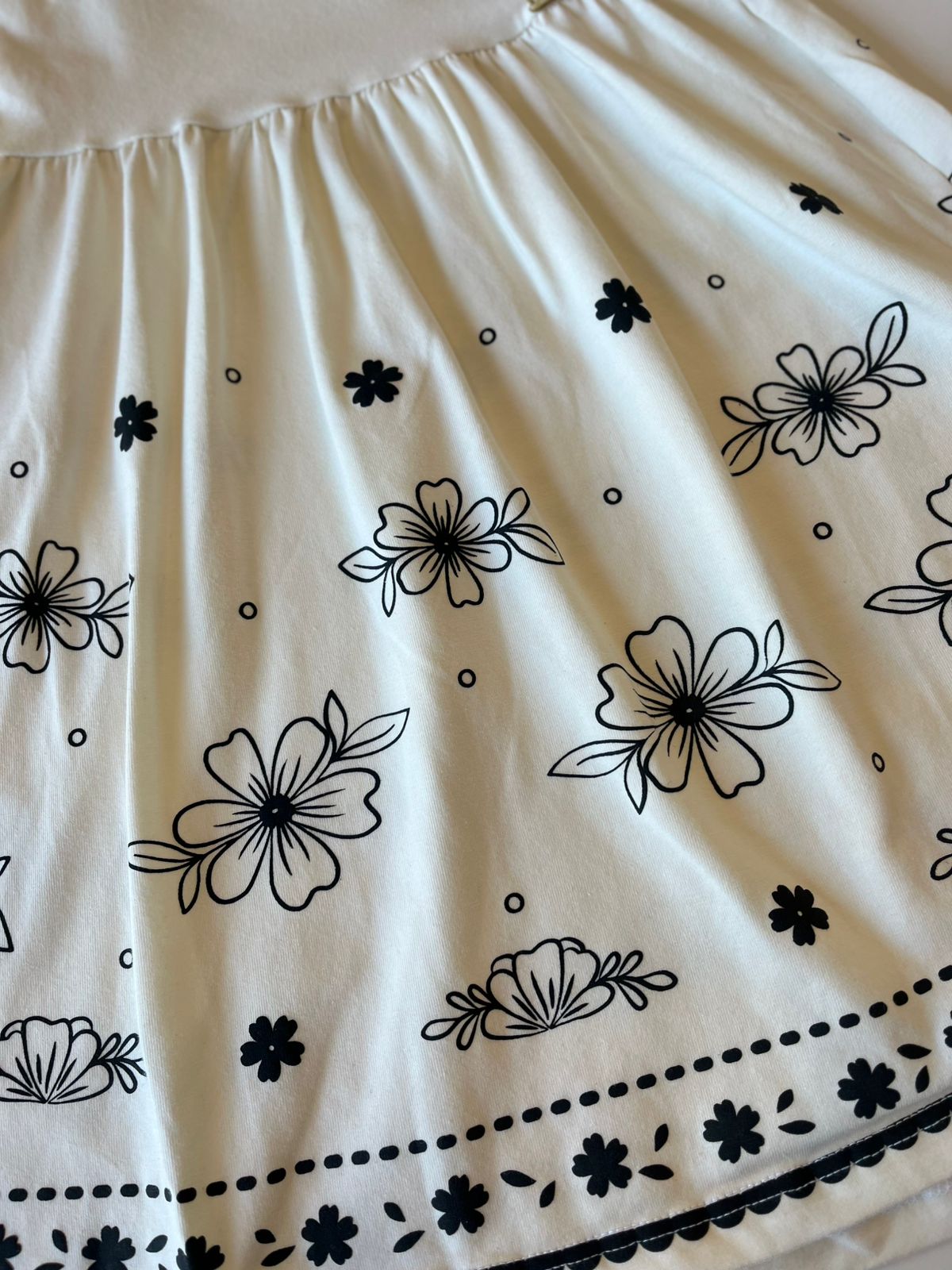 VESTIDO COTTON MC BAB DET E EST FLORES OFF WHITE