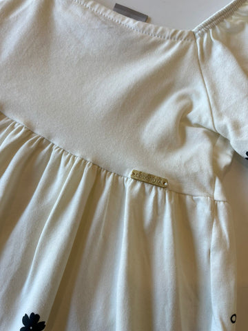 VESTIDO COTTON MC BAB DET E EST FLORES OFF WHITE