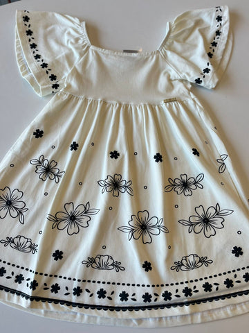VESTIDO COTTON MC BAB DET E EST FLORES OFF WHITE
