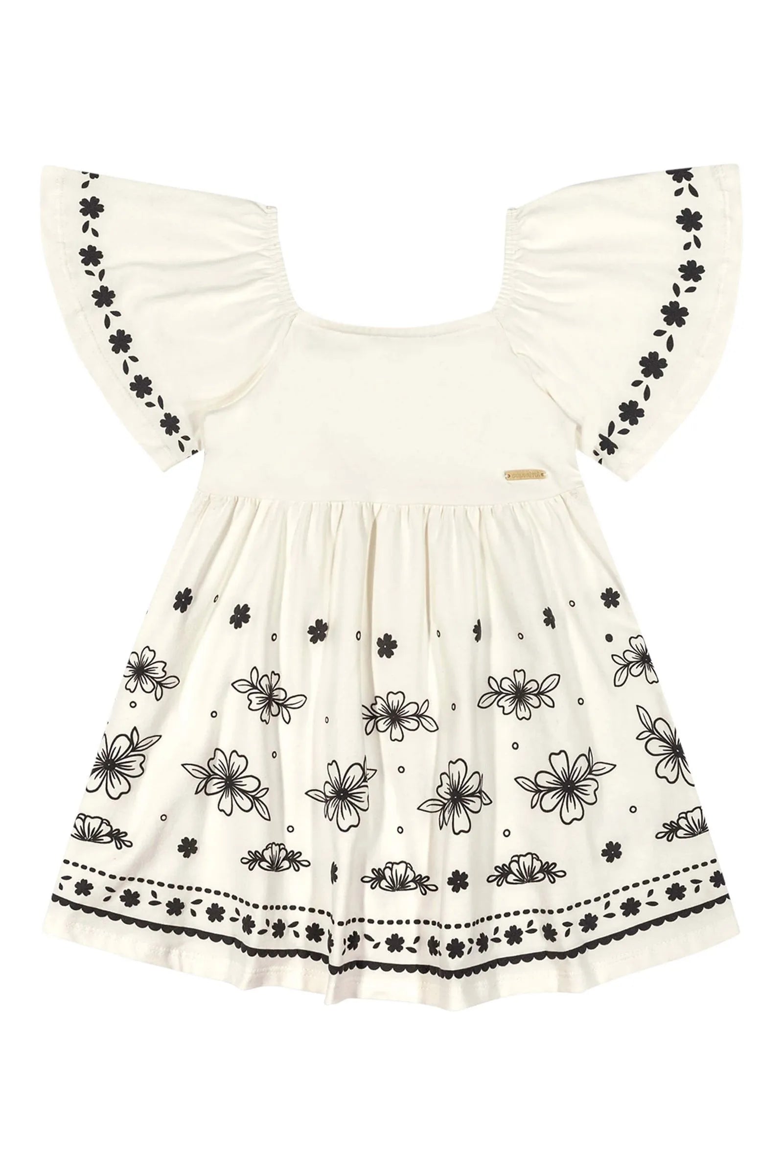 VESTIDO COTTON MC BAB DET E EST FLORES OFF WHITE
