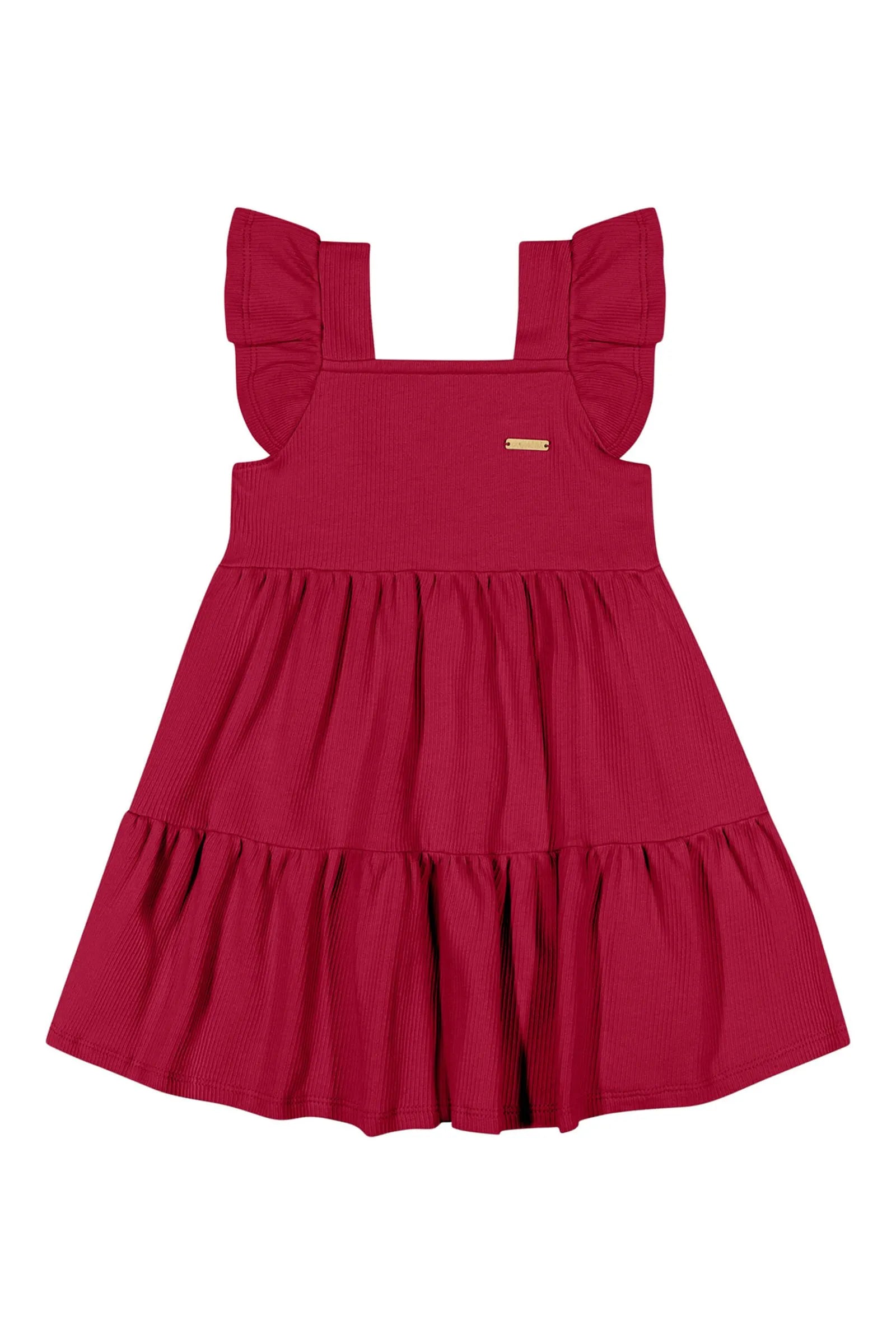 VESTIDO MC BAB MOLETINHO CANELADO VERMELHO