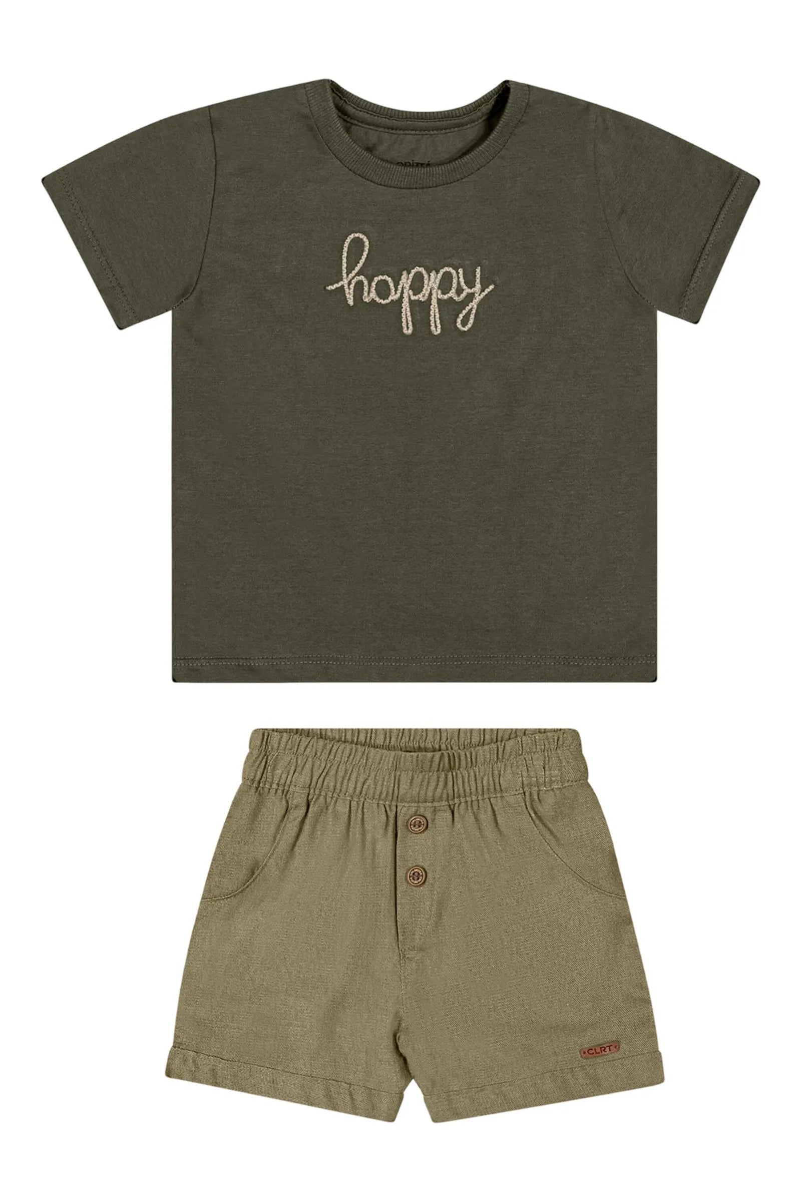 CONJ MAS CAM HAPPY E BER LINHO RUSTICO VERDE MILITAR