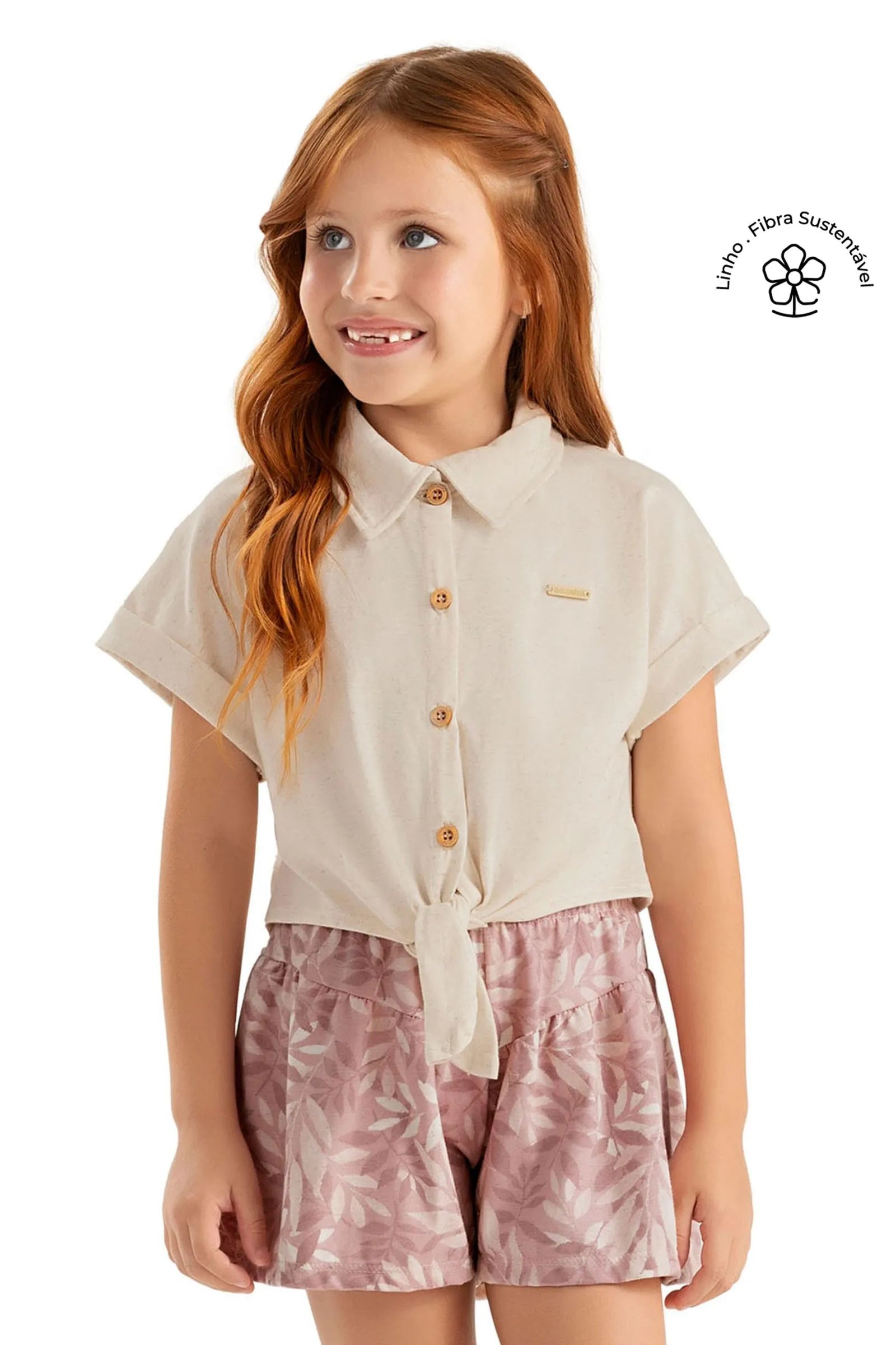 CONJ FEM BL GL BOT E SHORT MALHA LINHO OFF WHITE