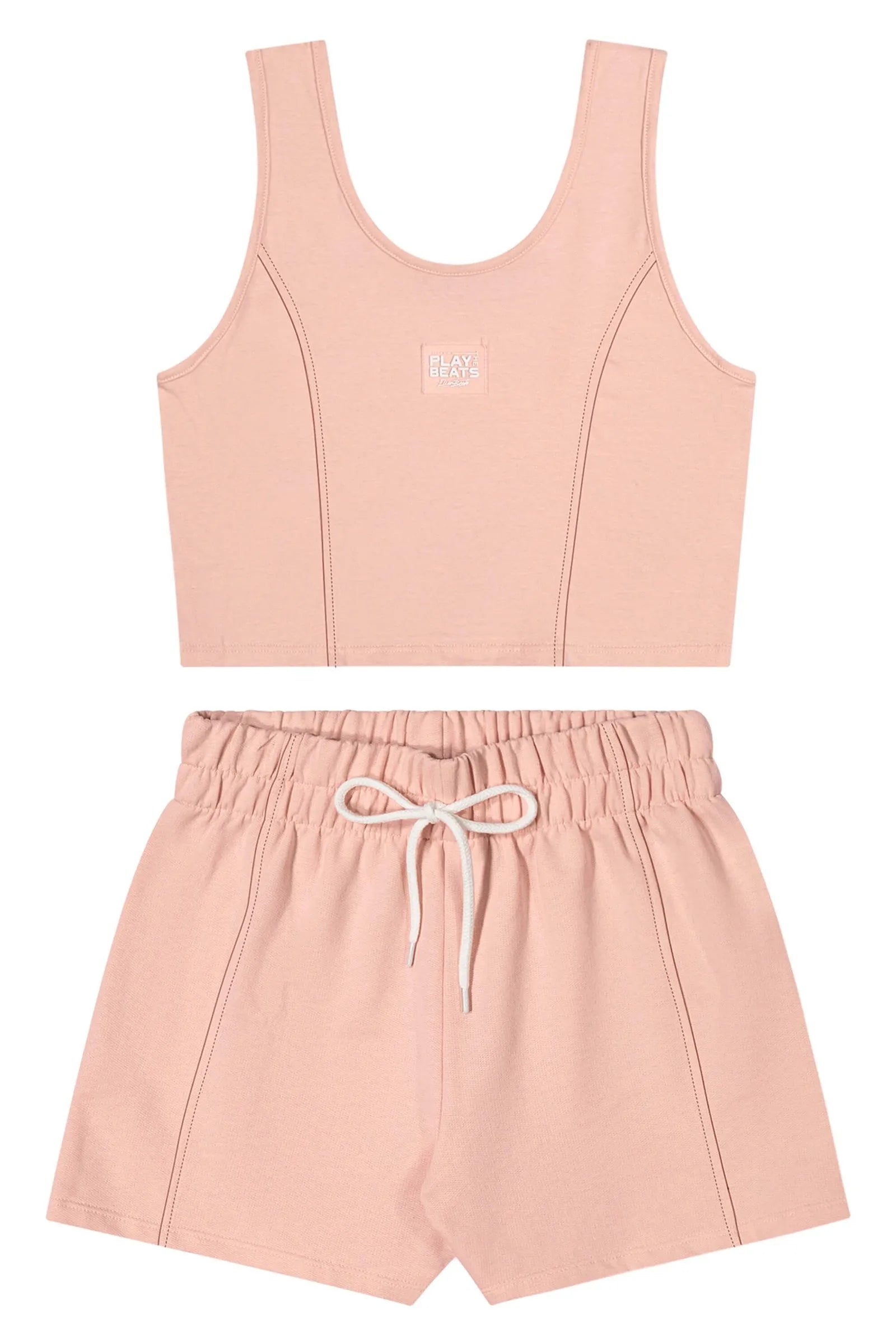 CONJ FEM JUV REG CURTA LOGO E SHORT MLT ROSA CLARO