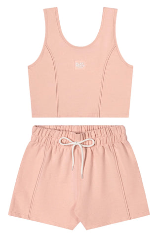 CONJ FEM JUV REG CURTA LOGO E SHORT MLT ROSA CLARO
