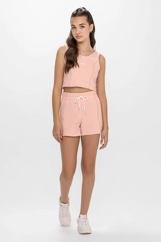 CONJ FEM JUV REG CURTA LOGO E SHORT MLT ROSA CLARO