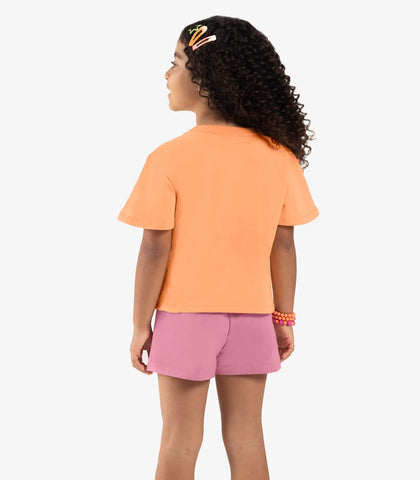 CONJ FEM BL EST COQ GOLD E SHORT MLT LARANJA