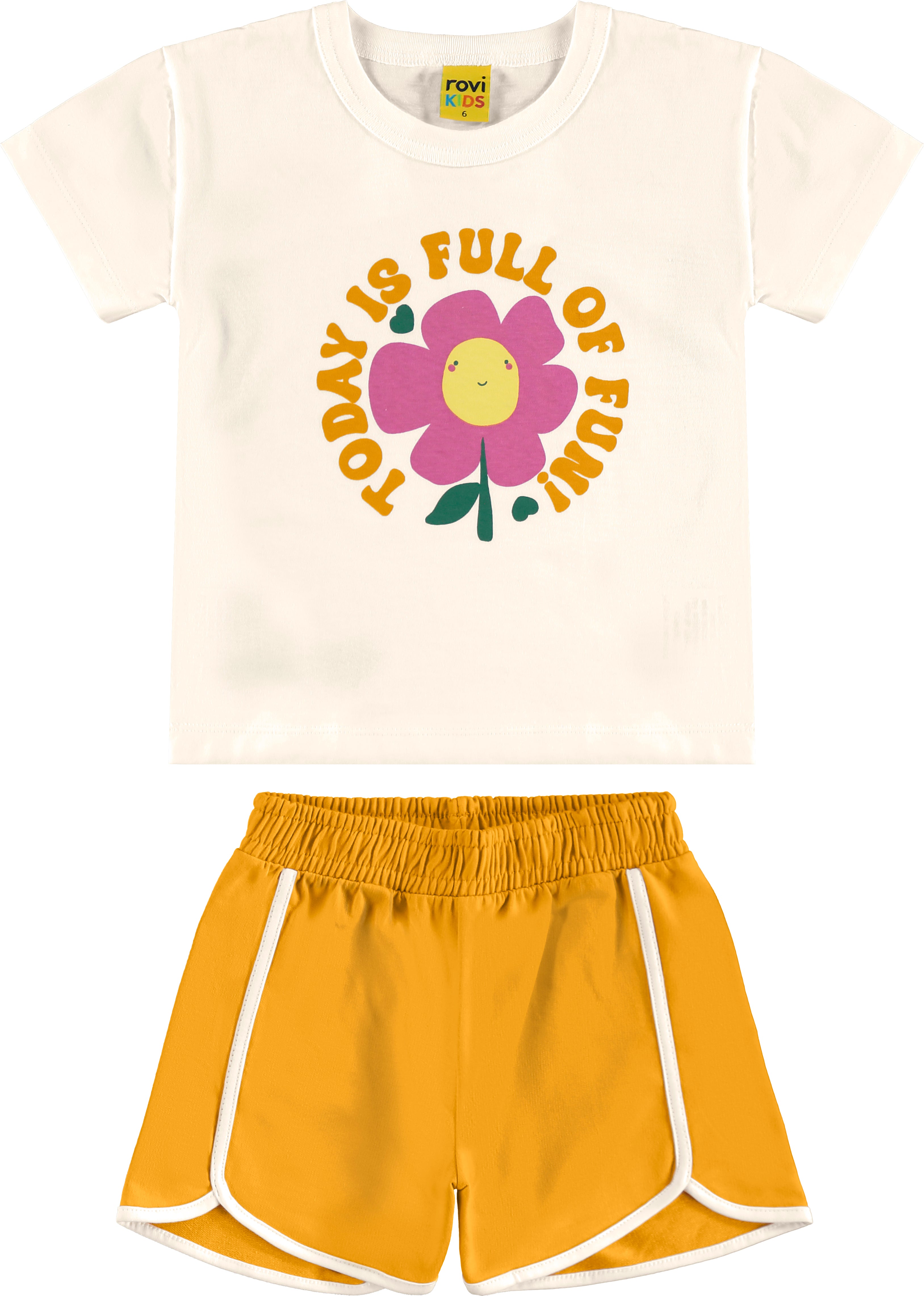 CONJ FEM BL EST FLOR TODAY E SHORT MLT OFF WHITE