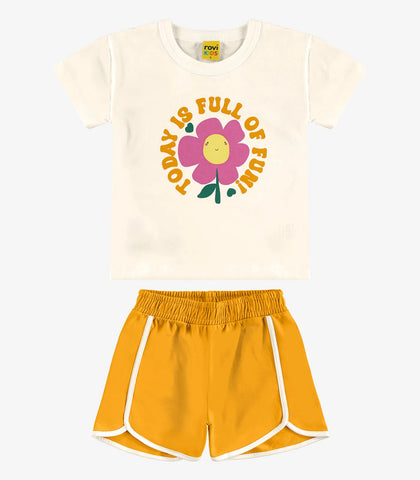 CONJ FEM BL EST FLOR TODAY E SHORT MLT OFF WHITE