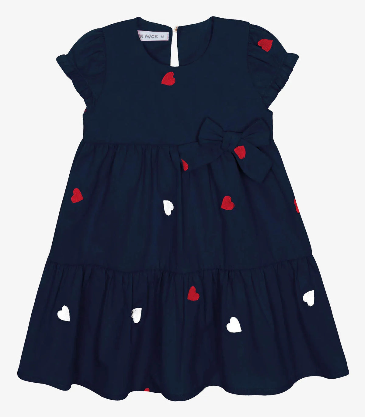 VESTIDO TRICOLINE BORD CORACOES LACO MARINHO